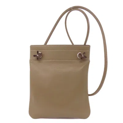 Pre-owned Hermes Etoupe Gray Agneau Milo Shoulder Bag ()
