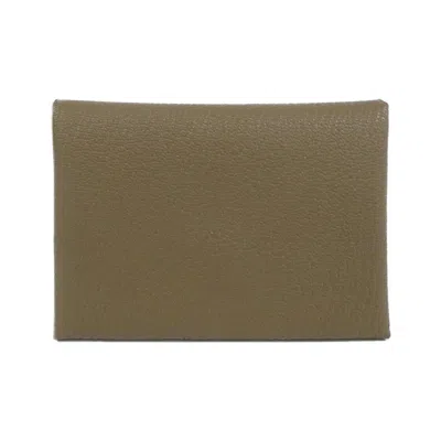 Pre-owned Hermes Etoupe Gray Chevre Leather Coin Purse/coin Case ()