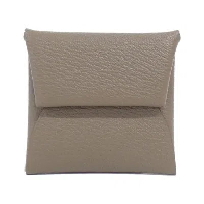 Pre-owned Hermes Etoupe Gray Chevre Leather Coin Purse/coin Case ()