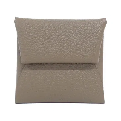 Pre-owned Hermes Etoupe Gray Chevre Leather Coin Purse/coin Case ()