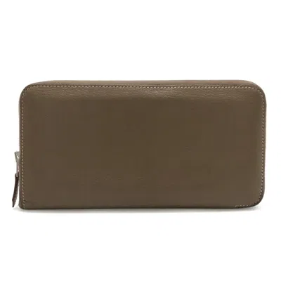 Pre-owned Hermes Etoupe Gray Chevre Leather Long Wallet (bi-fold) ()
