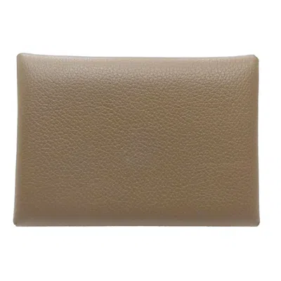 Pre-owned Hermes Etoupe Gray Chevre Myzore Leather Coin Purse/coin Case ()