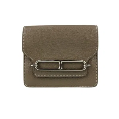 Pre-owned Hermes Etoupe Gray Chevre Myzore Leather Coin Purse/coin Case ()