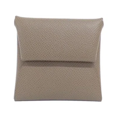 Pre-owned Hermes Etoupe Gray Epsom Leather Coin Purse/coin Case ()