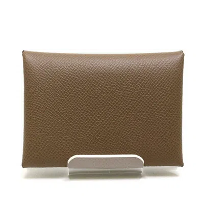 Pre-owned Hermes Etoupe Gray Epsom Leather Coin Purse/coin Case ()