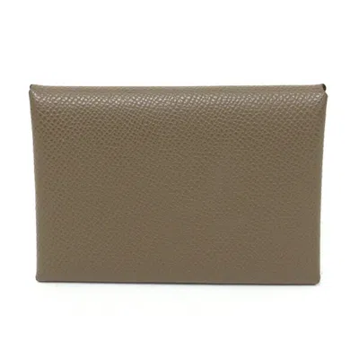 Pre-owned Hermes Etoupe Gray Epsom Leather Coin Purse/coin Case ()