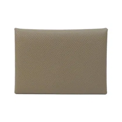 Pre-owned Hermes Etoupe Gray Epsom Leather Coin Purse/coin Case ()