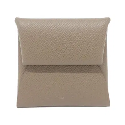 Pre-owned Hermes Etoupe Gray Epsom Leather Coin Purse/coin Case ()