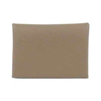 Pre-owned Hermes Etoupe Gray Epsom Leather Coin Purse/coin Case ()