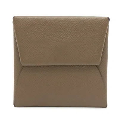 Pre-owned Hermes Etoupe Gray Epsom Leather Coin Purse/coin Case ()