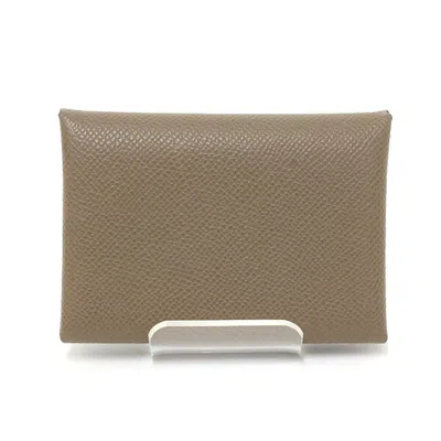 Pre-owned Hermes Etoupe Gray Epsom Leather Coin Purse/coin Case ()