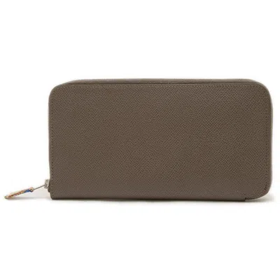 Pre-owned Hermes Etoupe Gray Epsom Leather Long Wallet (bi-fold) ()