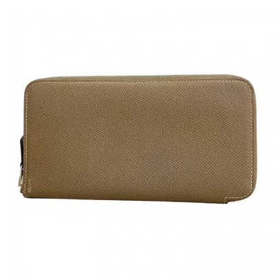 Pre-owned Hermes Etoupe Gray Epsom Leather Long Wallet (bi-fold) ()