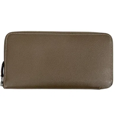 Pre-owned Hermes Etoupe Gray Epsom Leather Long Wallet (bi-fold) ()