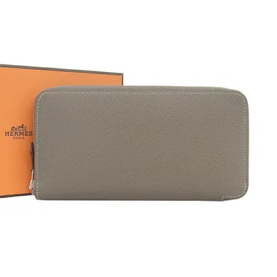 Pre-owned Hermes Etoupe Gray Epsom Leather Long Wallet (bi-fold) ()