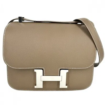 Pre-owned Hermes Etoupe Gray Epsom Leather Pochette Shoulder Bag ()