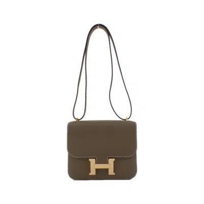 Pre-owned Hermes Etoupe Gray Epsom Leather Shoulder Bag ()
