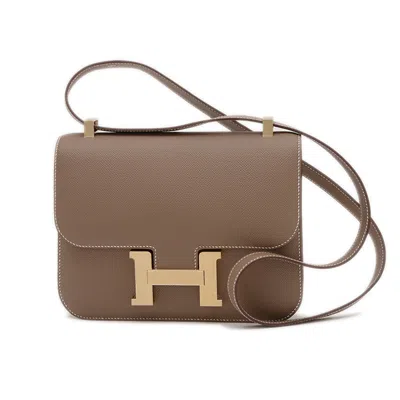 Pre-owned Hermes Etoupe Gray Epsom Leather Shoulder Bag ()