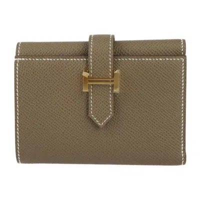 Pre-owned Hermes Etoupe Gray Epsom Leather Wallet (tri-fold) ()