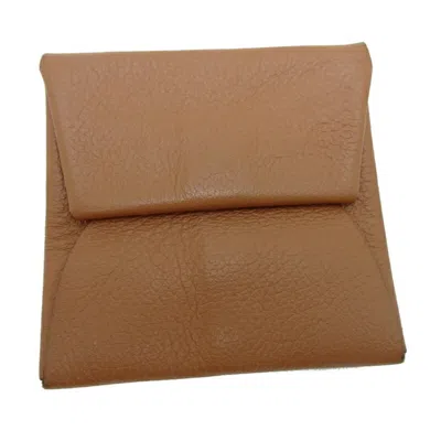 Pre-owned Hermes Etoupe Gray Gold Evercalf Leather Coin Purse/coin Case ()