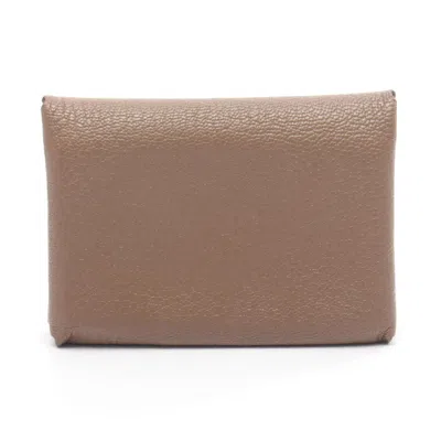 Pre-owned Hermes Etoupe Gray Gray Chevre Leather Leather Coin Purse/coin Case ()