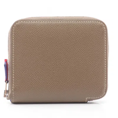 Pre-owned Hermes Etoupe Gray Gray Epsom Leather Coin Purse/coin Case ()