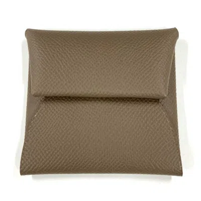 Pre-owned Hermes Etoupe Gray Gray Epsom Leather Coin Purse/coin Case () In Etoupe Gray, Gray