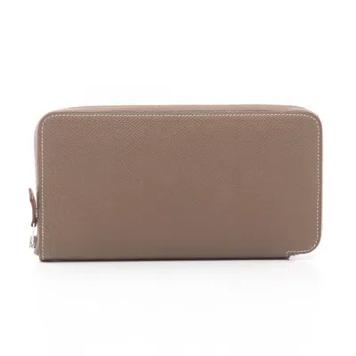 Pre-owned Hermes Etoupe Gray Gray Epsom Leather Long Wallet (bi-fold) ()