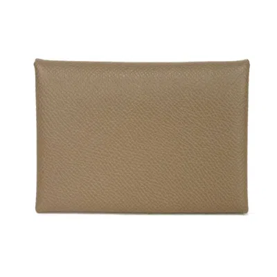 Pre-owned Hermes Etoupe Gray Grayish Epsom Leather Coin Purse/coin Case () In Etoupe Gray, Grayish