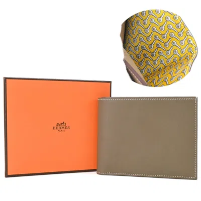 Pre-owned Hermes Etoupe Gray Grayish Epsom Leather Wallet (bi-fold) () In Etoupe Gray, Grayish