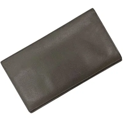 Pre-owned Hermes Etoupe Gray Grayish Leather Long Wallet (bi-fold) ()
