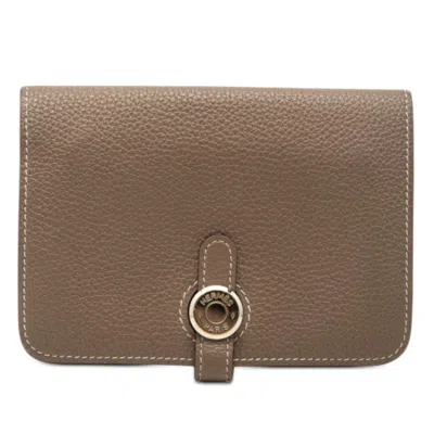 Pre-owned Hermes Etoupe Gray Grayish Togo Leather Wallet (bi-fold) () In Etoupe Gray, Grayish
