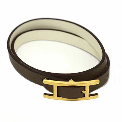 Pre-owned Hermes Etoupe Gray Grayish White Swift Leather Charm Bracelet ()