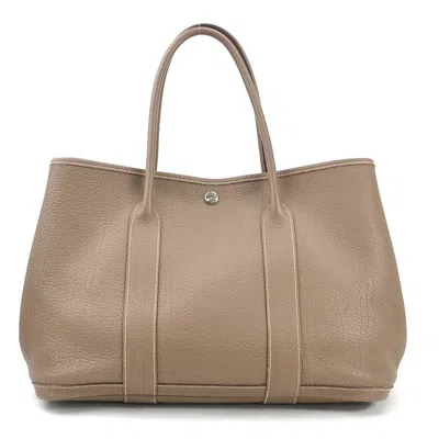 Pre-owned Hermes Etoupe Gray Leather Handbag Tote Bag ()