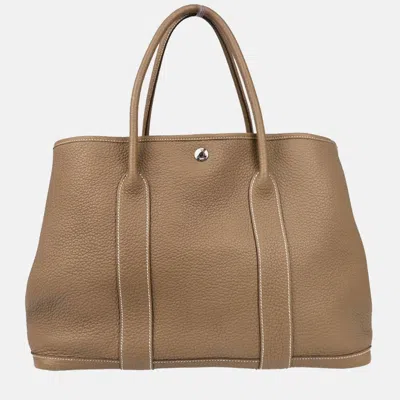 Pre-owned Hermes Etoupe Gray Negonda Garden Party 36 Pm Tote Handbag