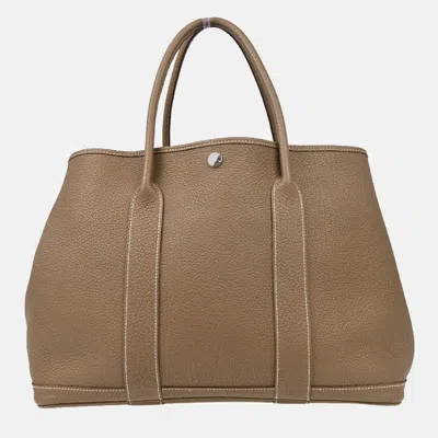 Pre-owned Hermes Etoupe Gray Negonda Garden Party 36 Pm Tote Handbag