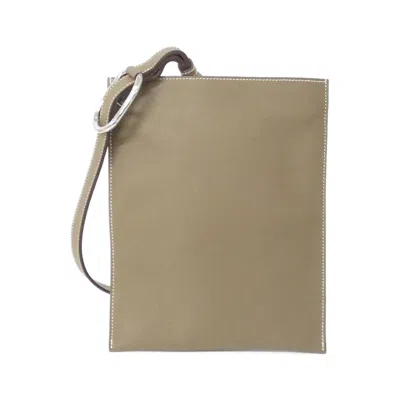 Pre-owned Hermes Etoupe Gray Swift Leather Chain/shoulder Wallet ()