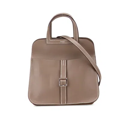 Pre-owned Hermes Etoupe Gray Swift Leather Handbag Shoulder Bag ()
