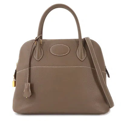 Pre-owned Hermes Etoupe Gray Taurillon Clemence Leather Handbag Shoulder Bag ()