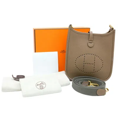 Pre-owned Hermes Etoupe Gray Taurillon Clemence Leather Shoulder Bag ()