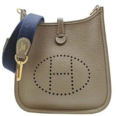 Pre-owned Hermes Etoupe Gray Taurillon Clemence Leather Shoulder Bag ()