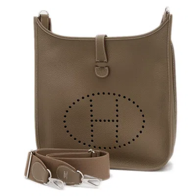 Pre-owned Hermes Etoupe Gray Taurillon Clemence Leather Shoulder Bag ()