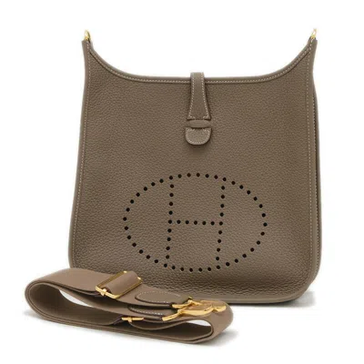Pre-owned Hermes Etoupe Gray Taurillon Clemence Leather Shoulder Bag ()