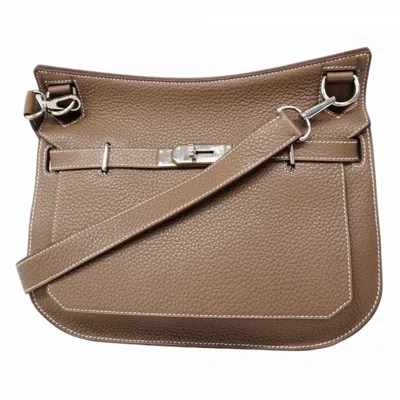 Pre-owned Hermes Etoupe Gray Taurillon Clemence Leather Shoulder Bag ()