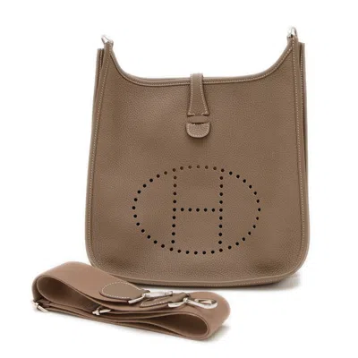 Pre-owned Hermes Etoupe Gray Taurillon Clemence Leather Shoulder Bag ()