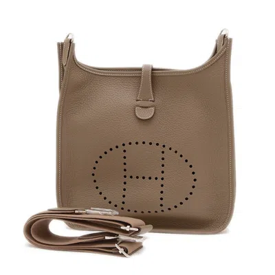 Pre-owned Hermes Etoupe Gray Taurillon Clemence Leather Shoulder Bag ()