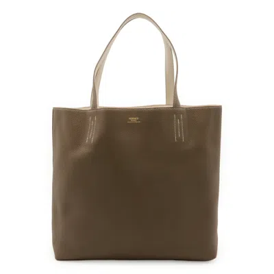 Pre-owned Hermes Etoupe Gray Taurillon Clemence Leather Shoulder Bag Tote Bag ()