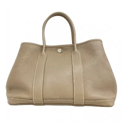 Pre-owned Hermes Etoupe Gray Taurillon Clemence Leather Tote Bag ()