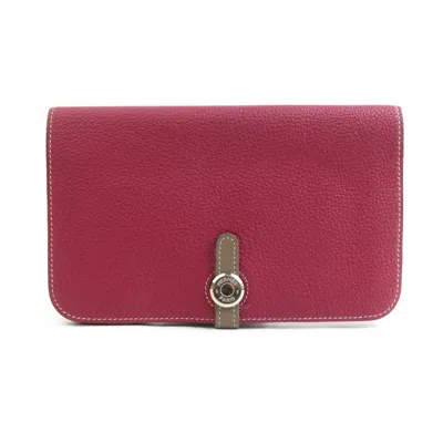 Pre-owned Hermes Etoupe Gray Tosca Togo Leather Long Wallet (bi-fold) ()