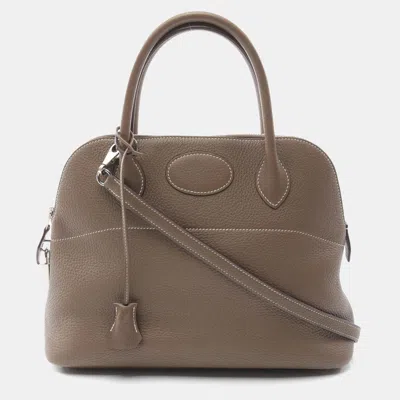 Pre-owned Hermes Etoupe Grey Clemence Leather 2way Bolide 31